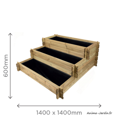 Carré potager, 3 niveaux, bois, potager extérieur, Solid, achat, pas cher