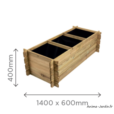 Carré potager, 3 cases, bois, potager extérieur, Solid, achat, pas cher