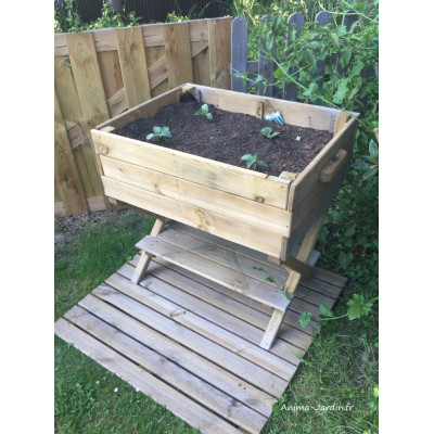 Carré potager sur pied, 4 cases, hauteur ajustable, bois, potager extérieur, Solid, achat, pas cher