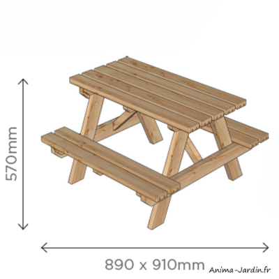 Table pique-nique pour enfant, bois, 4 places, table enfant, Solid, achat pas cher