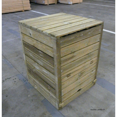 Coffre en bois pour 1 poubelle, cache poubelle , bois autoclave, Solid, achat pas cher