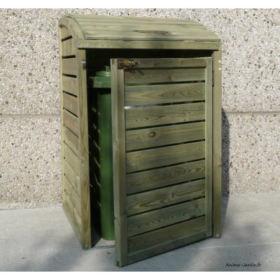 Coffre en bois pour 1 poubelle, cache poubelle , bois autoclave, Solid, achat pas cher