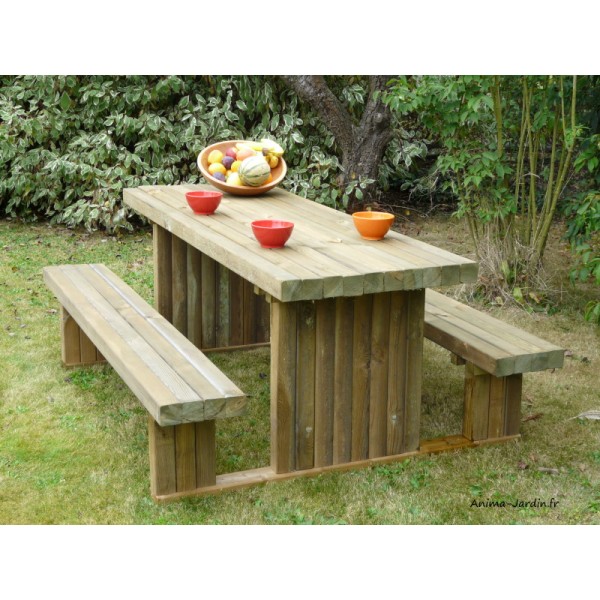 Table pique nique en bois, forestière, 200x75 cm, achat/vente pas cher
