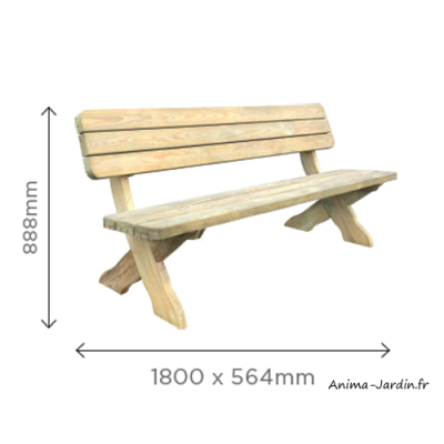 Banc avec dossier, bois, 3 places, banc extérieur, Solid, achat pas cher