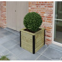 Jardinière en bois, 100 L, carré, bac à fleur extérieur, Solid