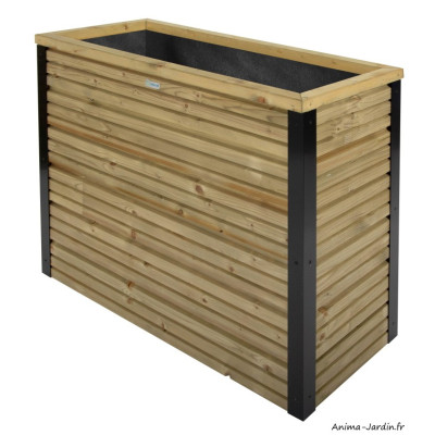 Jardinière en bois, 171 L, rectangle, bac à fleur extérieur, plantes, Solid, pas cher, achat