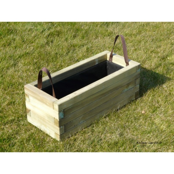 Jardinière en bois, robuste, rectangle, bac fleur extérieur, Solid, pas cher