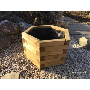 Jardinière en bois, 85 L, hexagonal, bac à fleur extérieur, plantes, Solid, pas cher, achat