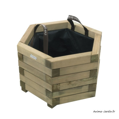 Jardinière en bois, 85 L, hexagonal, bac à fleur extérieur, plantes, Solid, pas cher, achat