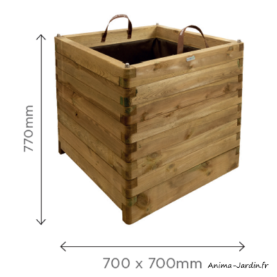 Jardinière en bois, 100 L / 325 L, carré, bac à fleur extérieur, plantes, Solid, pas cher, achat