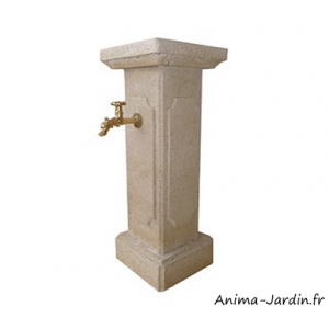 Point d'eau centrale, Ménestrel, pierre reconstituée, H.86 cm, La Vieille Jarre, Hairie Grandon, jardin, achat