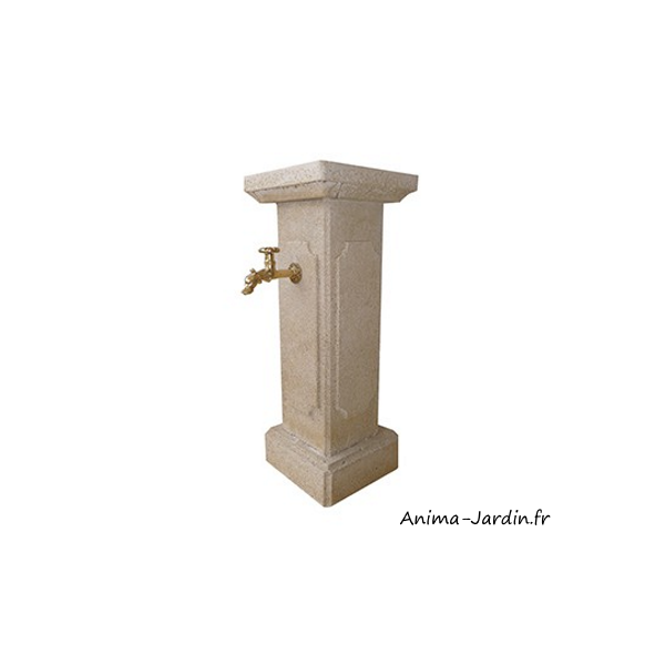 Point d'eau central, Ménestrel, pierre reconstituée, H.86 cm, La Vieille Jarre, Grandon