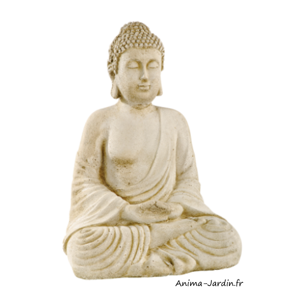 Bouddha hindou assis, H.50 cm, pierre reconstituée, Hairie Grandon, décoration extérieure