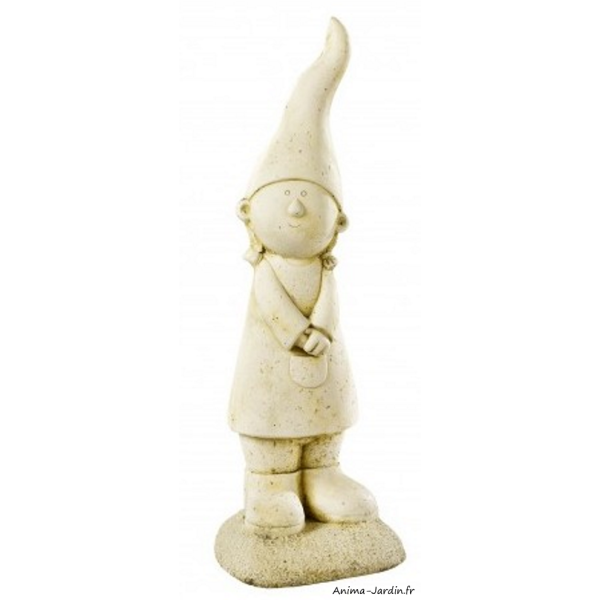 Lutin en pierre, fille, H.54 cm, Hairie Grandon, décoration extérieure