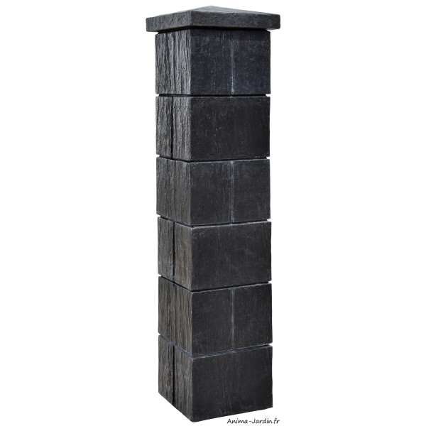 Pilier Schiste, H.159 cm, chapeau diamant, pierre reconstituée, pilier d'entrée, Grandon