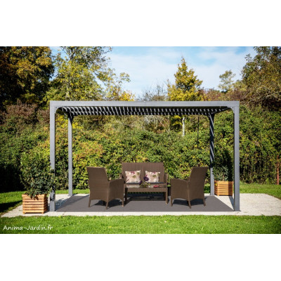 Pergola bioclimatique, 10,80 m², toit plat, aluminium, Foresta, achat, pas cher