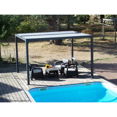 Pergola bioclimatique, 10,80 m², toit plat, aluminium, Foresta, achat, pas cher