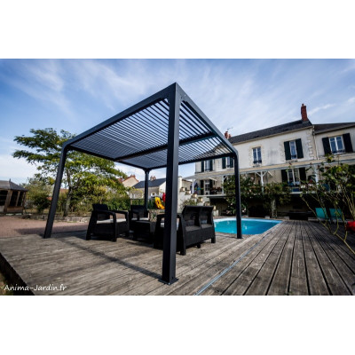 Pergola bioclimatique, 10,80 m², toit plat, aluminium, Foresta, achat, pas cher