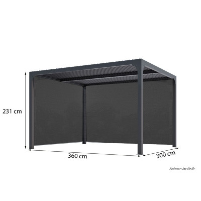 Pergola bioclimatique, 10,80 m², toit plat, aluminium, Foresta, achat, pas cher