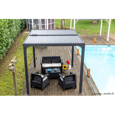 Auvent Ombra, toit plat, couverture bac acier, Foresta, achat, vente, pas cher