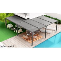 Pergola bioclimatique, 32,63 m², toit plat, angle, aluminium