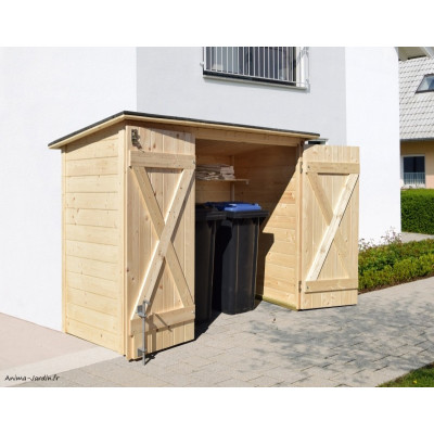 Box à vélos ou poubelles, 2,19 m², abri en bois, rangement extérieur, Weka