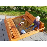 Bac à sable, 1,96 m², avec banc, couvercle rabattable, jeu pour enfant, Weka, achat, pas cher