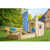 Bac à sable bateau, 2,76m², avec cabine, jeu pour enfant, Weka, achat, pas cher