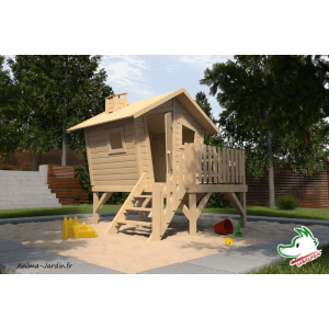 Maisonnette sur pilotis, terrasse, toboggan, Lotti, jeu pour enfant, Weka, achat, pas cher