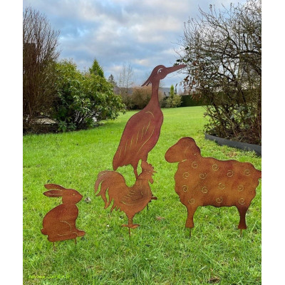 Silhouette en métal, héron, aspect rouille, décoration du jardin, achat, pas cher