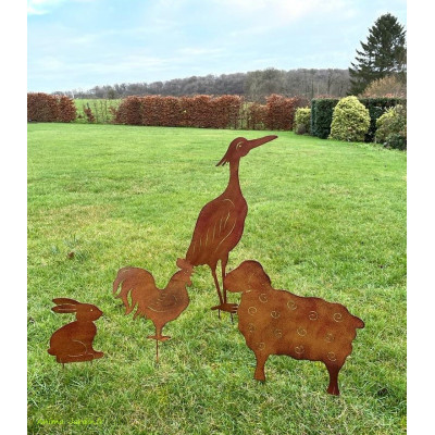 Silhouette en métal, coq, aspect rouille, décoration du jardin, achat, pas cher