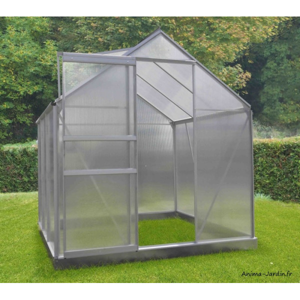 Serre de jardin Diamant 46, polycarbonate, 2,28 m², gris, avec base