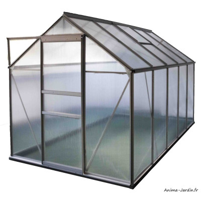 Serre de jardin en polycarbonate, Diamant 106, 6 m², gris, avec base, culture, achat, pas cher