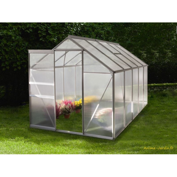 Serre de jardin en polycarbonate, Diamant 106, 6 m², gris, avec base, culture