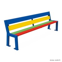 Banc bois et acier, Silaos, junior, mobilier urbain, école