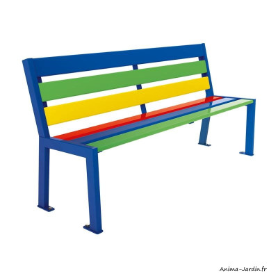 Banc bois et acier, Silaos, junior, mobilier urbain, école