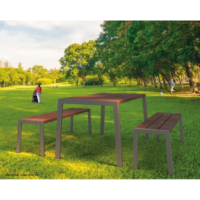 Table pique-nique acier et plastique recyclé, Silaos, mobilier urbain
