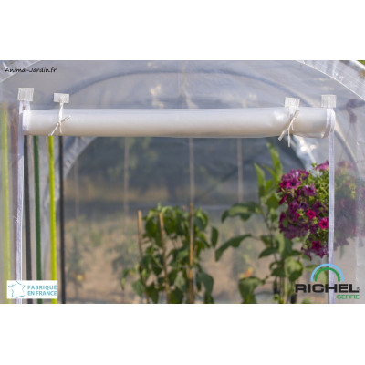 Serre tunnel Richel, 6 m², 1 porte zippée, polyéthylène doublé 180 microns