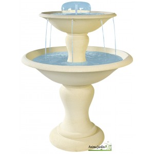 Fontaine Cascade en pierre reconstituée, 2 vasques, H 95 cm, achat/vente