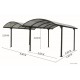 Carport double, 2 voitures, aluminium, toit arrondi