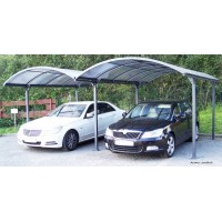 Carport double, 28,62 m², 2 voitures, aluminium, toit arrondi