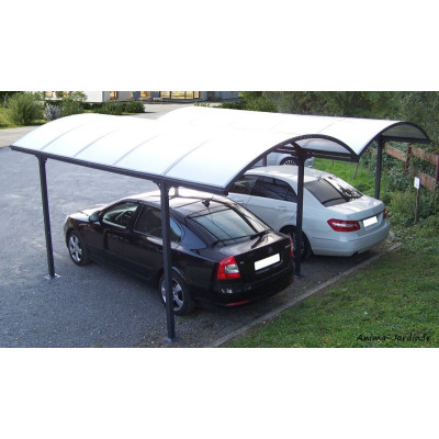 Carport double, 2 voitures, aluminium, toit arrondi