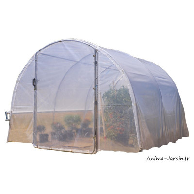 Serre tunnel Richel, 9 m², 1 porte zippée ou porte centrale, polyéthylène doublé 180 microns