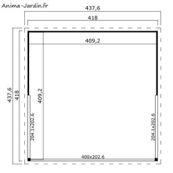 Abri de jardin en bois, DOMEO 5 Plus, 16,74 m², 44 mm, avec baie vitrée double vitrage, moderne, achat