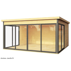 Abri de jardin en bois, DOMEO 5 Plus, 16,74 m², 44 mm, avec baie vitrée double vitrage, moderne, achat