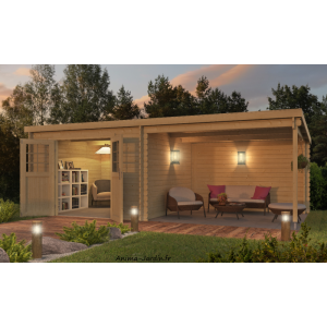 Abri de jardin en bois, 28 mm, Elody, 8.20 m² avec extension 8.20 m²