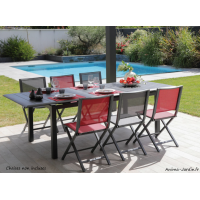 Table de jardin Louisiane 187/247 cm, table en aluminium, 8 à 10 convives