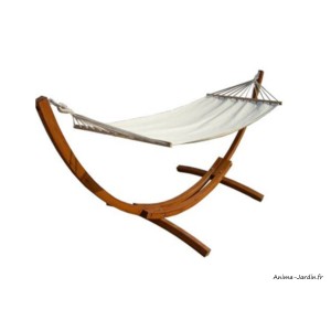 Hamac en bois avec toile, 100 % coton, jardin, détente, Proloisir