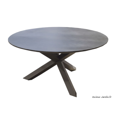 Table de jardin ronde Ferrone, 150 cm, 8 personnes, aluminium, Proloisirs