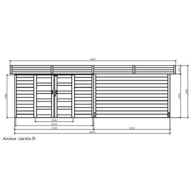 Abri de  jardin toit plat, 28mm, moderne, solid, ARHUS, achat/vente